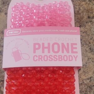 Phone Pink Beaded Crochet Crossbody